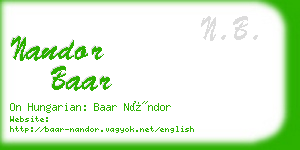 nandor baar business card